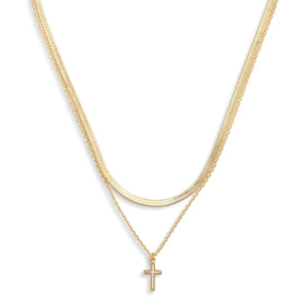Loving Memories Gold Layered Necklace with Cross Pendant